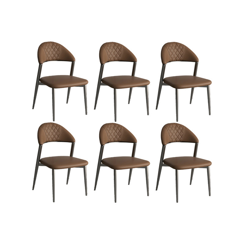 フェイクレザーダイニングチェアノルディックスタイルオープンバックアームレスダイニングルーム用