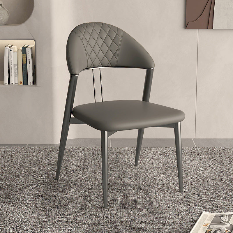 フェイクレザーダイニングチェアノルディックスタイルオープンバックアームレスダイニングルーム用