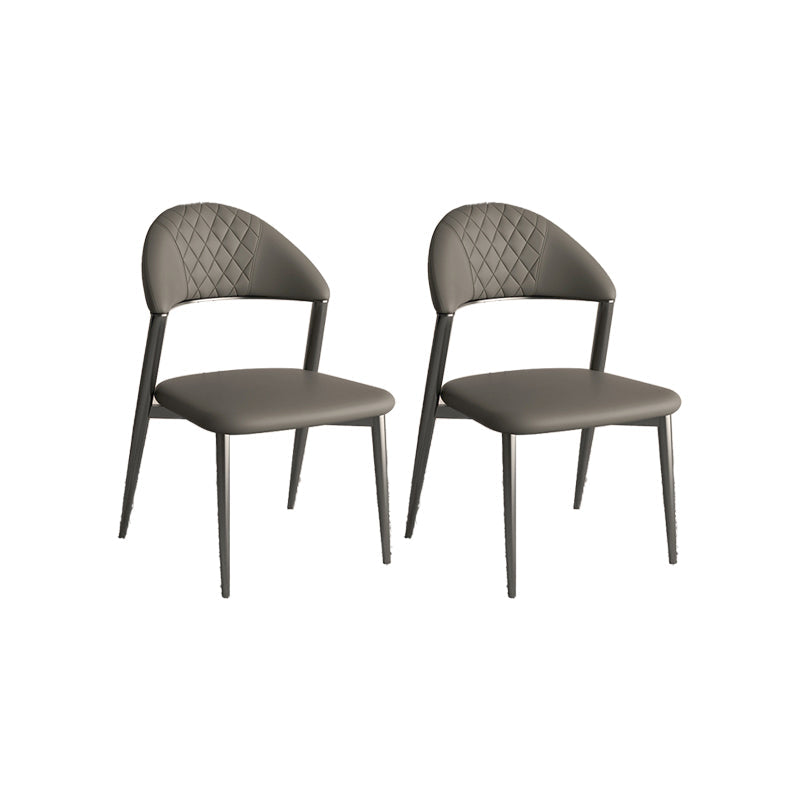 フェイクレザーダイニングチェアノルディックスタイルオープンバックアームレスダイニングルーム用