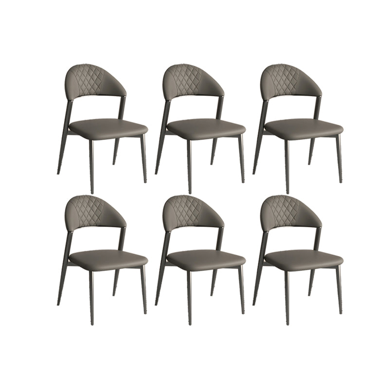 フェイクレザーダイニングチェアノルディックスタイルオープンバックアームレスダイニングルーム用