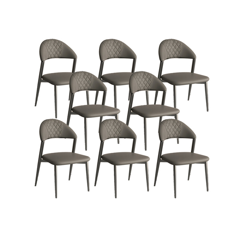 フェイクレザーダイニングチェアノルディックスタイルオープンバックアームレスダイニングルーム用