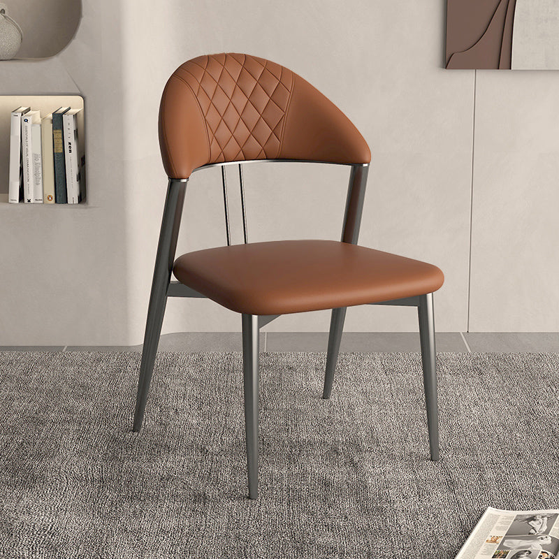フェイクレザーダイニングチェアノルディックスタイルオープンバックアームレスダイニングルーム用