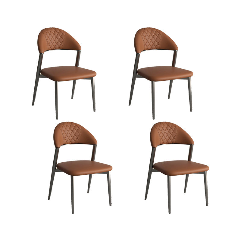 フェイクレザーダイニングチェアノルディックスタイルオープンバックアームレスダイニングルーム用