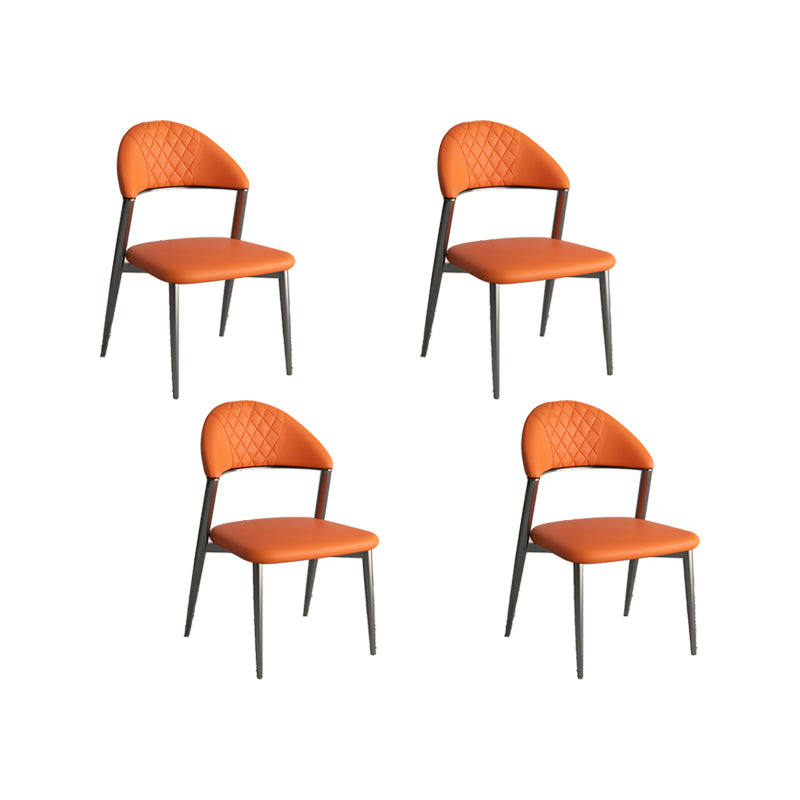 フェイクレザーダイニングチェアノルディックスタイルオープンバックアームレスダイニングルーム用