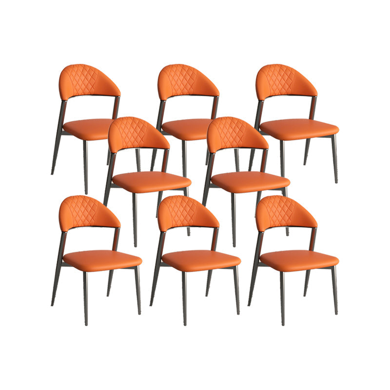 フェイクレザーダイニングチェアノルディックスタイルオープンバックアームレスダイニングルーム用