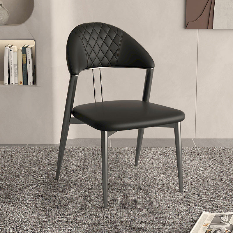 フェイクレザーダイニングチェアノルディックスタイルオープンバックアームレスダイニングルーム用