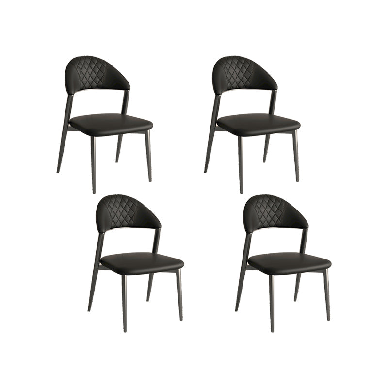 フェイクレザーダイニングチェアノルディックスタイルオープンバックアームレスダイニングルーム用