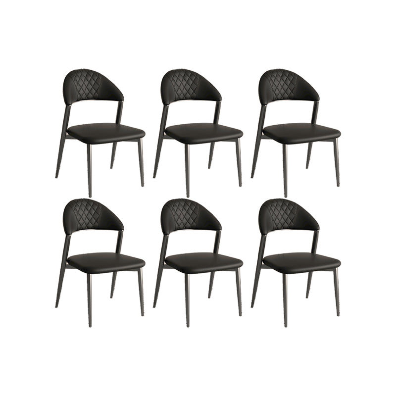 フェイクレザーダイニングチェアノルディックスタイルオープンバックアームレスダイニングルーム用