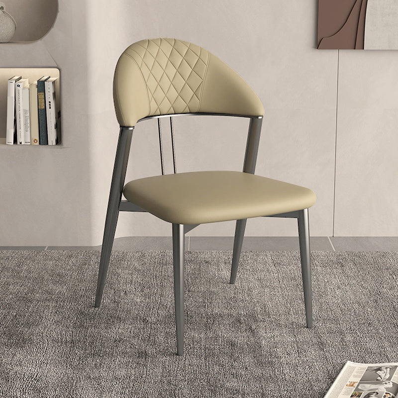 フェイクレザーダイニングチェアノルディックスタイルオープンバックアームレスダイニングルーム用
