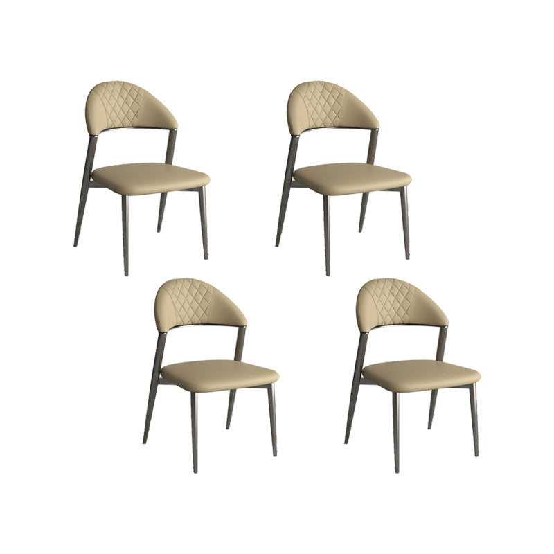 フェイクレザーダイニングチェアノルディックスタイルオープンバックアームレスダイニングルーム用