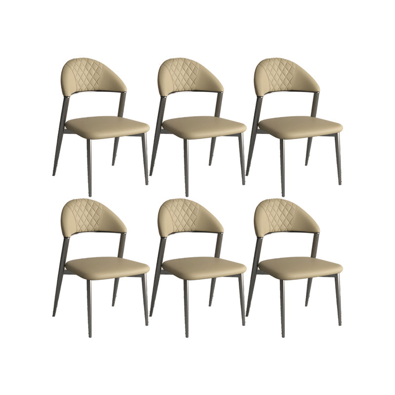 フェイクレザーダイニングチェアノルディックスタイルオープンバックアームレスダイニングルーム用