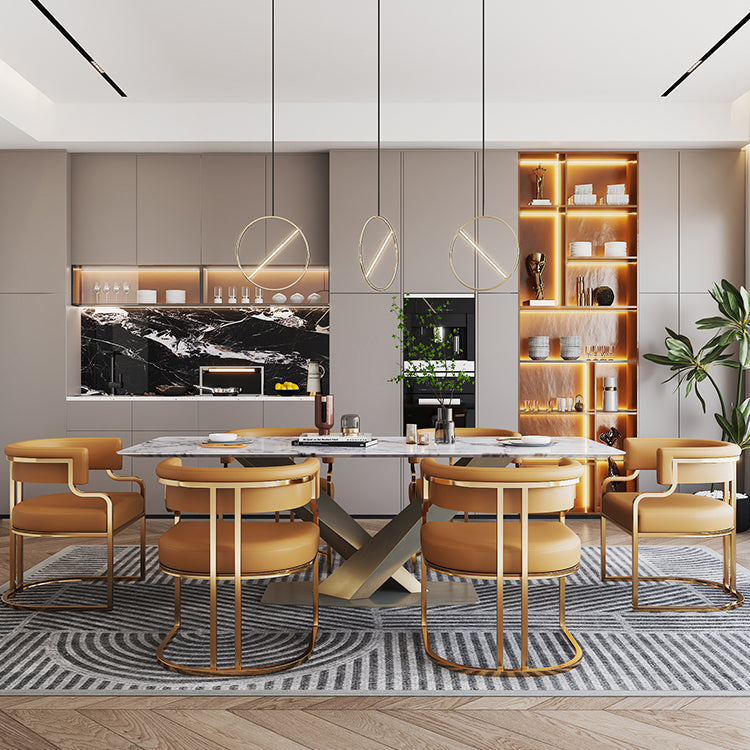 Faux Leather Dining Chairs Glam Style Open Back Armless Chair for Dining Room Clearhalo 'Dining Chairs' 'Dining Tables & Seating' 'dining_chair' 'furn' 'furn_dining_chair' 'Furniture' 'Kitchen & Dining Furniture' 7193494