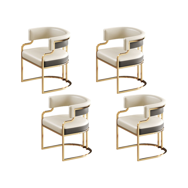 Faux Leather Dining Chairs Glam Style Open Back Armless Chair for Dining Room Beige Gray 4 Piece Set Clearhalo 'Dining Chairs' 'Dining Tables & Seating' 'dining_chair' 'furn' 'furn_dining_chair' 'Furniture' 'Kitchen & Dining Furniture' 7193499