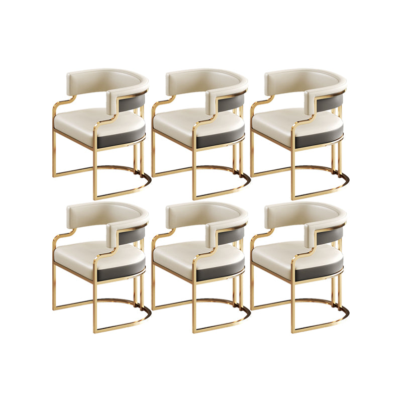 Faux Leather Dining Chairs Glam Style Open Back Armless Chair for Dining Room Beige Gray 6 Piece Set Clearhalo 'Dining Chairs' 'Dining Tables & Seating' 'dining_chair' 'furn' 'furn_dining_chair' 'Furniture' 'Kitchen & Dining Furniture' 7193500