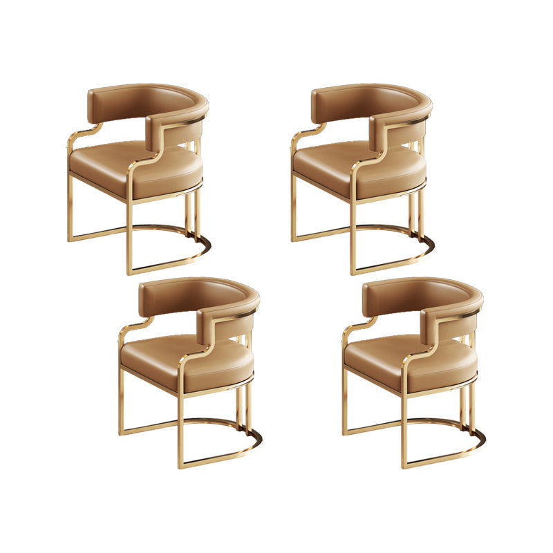 Faux Leather Dining Chairs Glam Style Open Back Armless Chair for Dining Room Light Brown 4 Piece Set Clearhalo 'Dining Chairs' 'Dining Tables & Seating' 'dining_chair' 'furn' 'furn_dining_chair' 'Furniture' 'Kitchen & Dining Furniture' 7193508