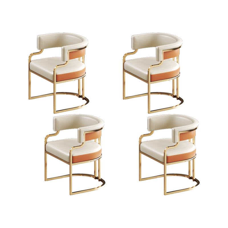 Faux Leather Dining Chairs Glam Style Open Back Armless Chair for Dining Room Beige Orange 4 Piece Set Clearhalo 'Dining Chairs' 'Dining Tables & Seating' 'dining_chair' 'furn' 'furn_dining_chair' 'Furniture' 'Kitchen & Dining Furniture' 7193515