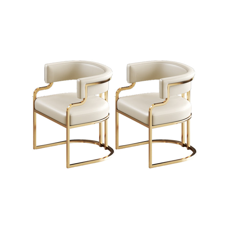 Faux Leather Dining Chairs Glam Style Open Back Armless Chair for Dining Room Off-White 2 Piece Set Clearhalo 'Dining Chairs' 'Dining Tables & Seating' 'dining_chair' 'furn' 'furn_dining_chair' 'Furniture' 'Kitchen & Dining Furniture' 7193519