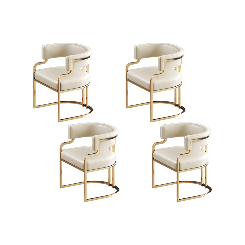 Faux Leather Dining Chairs Glam Style Open Back Armless Chair for Dining Room Off-White 4 Piece Set Clearhalo 'Dining Chairs' 'Dining Tables & Seating' 'dining_chair' 'furn' 'furn_dining_chair' 'Furniture' 'Kitchen & Dining Furniture' 7193520