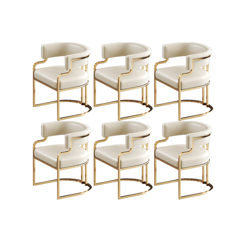 Faux Leather Dining Chairs Glam Style Open Back Armless Chair for Dining Room Off-White 6 Piece Set Clearhalo 'Dining Chairs' 'Dining Tables & Seating' 'dining_chair' 'furn' 'furn_dining_chair' 'Furniture' 'Kitchen & Dining Furniture' 7193521