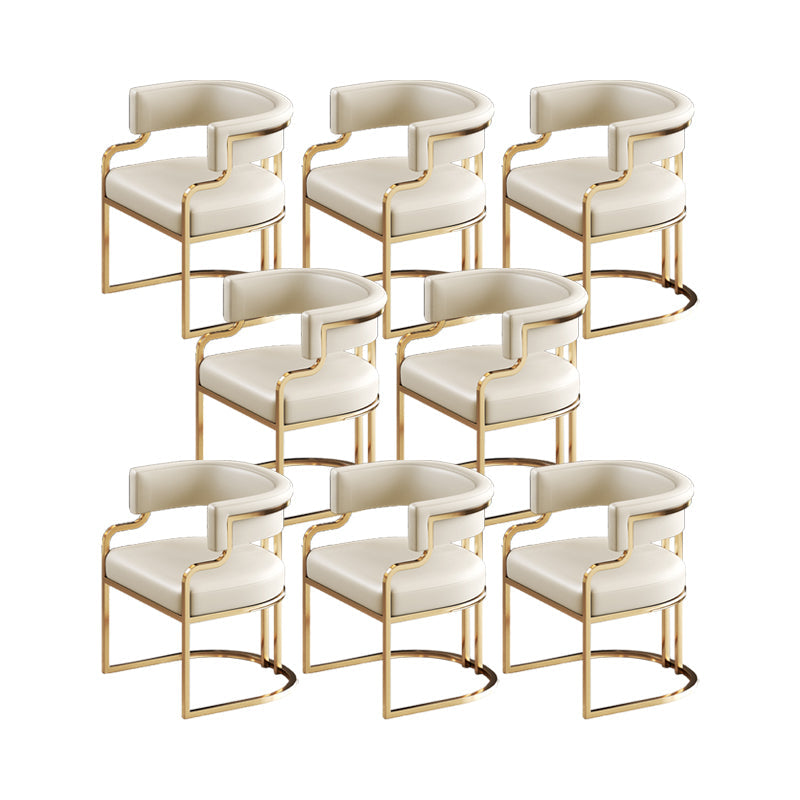 Faux Leather Dining Chairs Glam Style Open Back Armless Chair for Dining Room Off-White 8 Piece Set Clearhalo 'Dining Chairs' 'Dining Tables & Seating' 'dining_chair' 'furn' 'furn_dining_chair' 'Furniture' 'Kitchen & Dining Furniture' 7193522