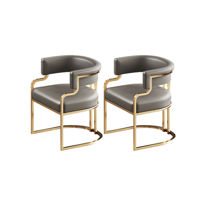 Faux Leather Dining Chairs Glam Style Open Back Armless Chair for Dining Room Dark Gray 2 Piece Set Clearhalo 'Dining Chairs' 'Dining Tables & Seating' 'dining_chair' 'furn' 'furn_dining_chair' 'Furniture' 'Kitchen & Dining Furniture' 7193524