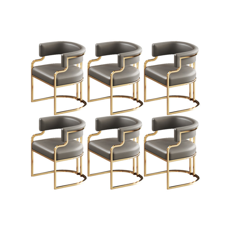 Faux Leather Dining Chairs Glam Style Open Back Armless Chair for Dining Room Dark Gray 6 Piece Set Clearhalo 'Dining Chairs' 'Dining Tables & Seating' 'dining_chair' 'furn' 'furn_dining_chair' 'Furniture' 'Kitchen & Dining Furniture' 7193526