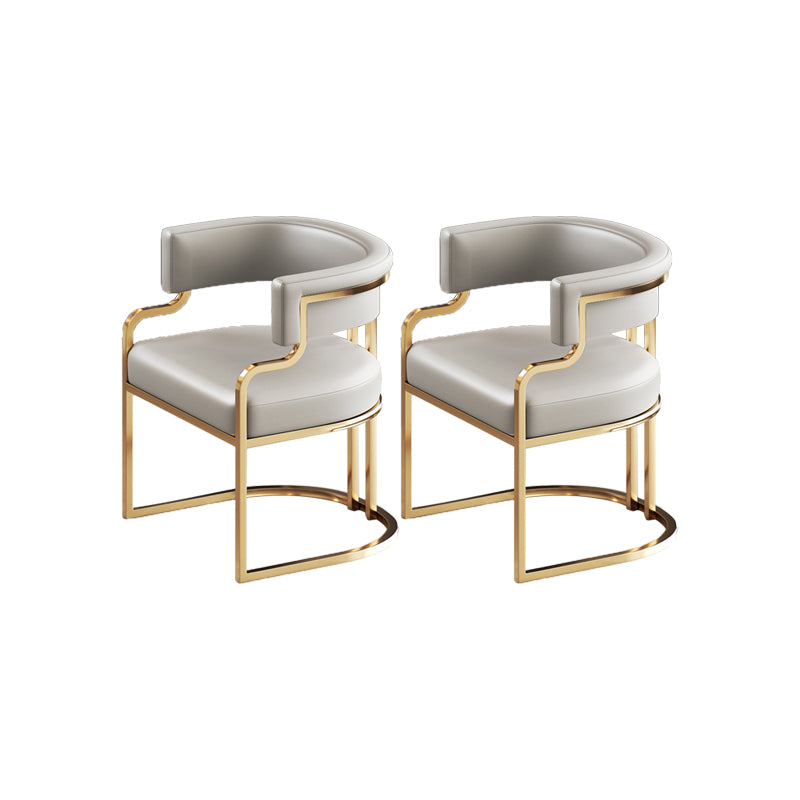 Faux Leather Dining Chairs Glam Style Open Back Armless Chair for Dining Room Light Gray 2 Piece Set Clearhalo 'Dining Chairs' 'Dining Tables & Seating' 'dining_chair' 'furn' 'furn_dining_chair' 'Furniture' 'Kitchen & Dining Furniture' 7193534