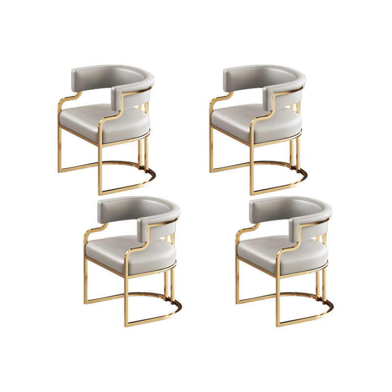 Faux Leather Dining Chairs Glam Style Open Back Armless Chair for Dining Room Light Gray 4 Piece Set Clearhalo 'Dining Chairs' 'Dining Tables & Seating' 'dining_chair' 'furn' 'furn_dining_chair' 'Furniture' 'Kitchen & Dining Furniture' 7193535