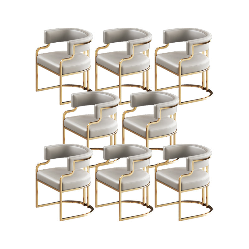 Faux Leather Dining Chairs Glam Style Open Back Armless Chair for Dining Room Light Gray 8 Piece Set Clearhalo 'Dining Chairs' 'Dining Tables & Seating' 'dining_chair' 'furn' 'furn_dining_chair' 'Furniture' 'Kitchen & Dining Furniture' 7193537