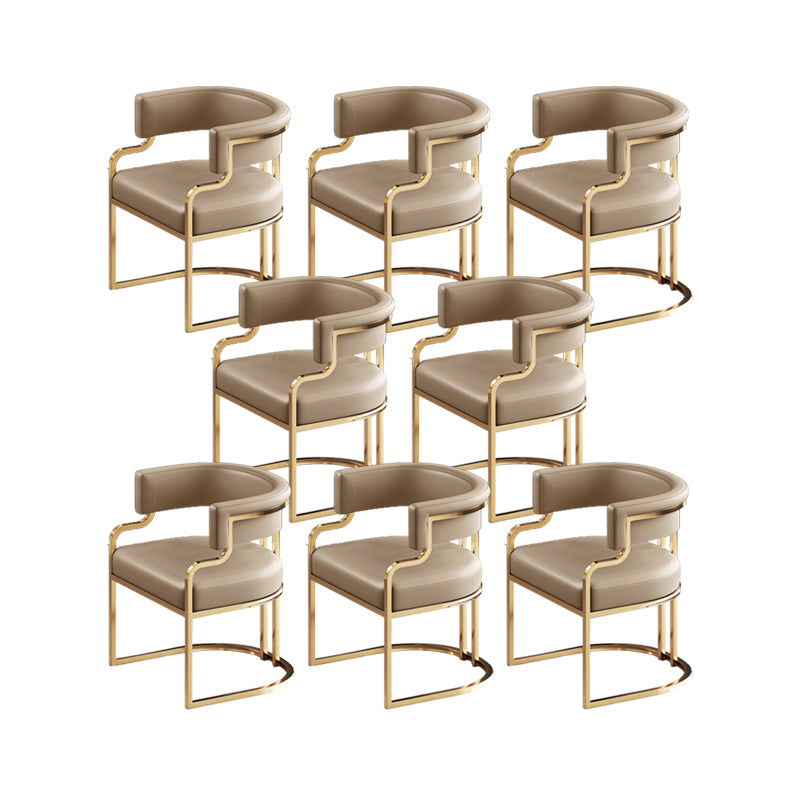 Faux Leather Dining Chairs Glam Style Open Back Armless Chair for Dining Room Carnation 8 Piece Set Clearhalo 'Dining Chairs' 'Dining Tables & Seating' 'dining_chair' 'furn' 'furn_dining_chair' 'Furniture' 'Kitchen & Dining Furniture' 7193542