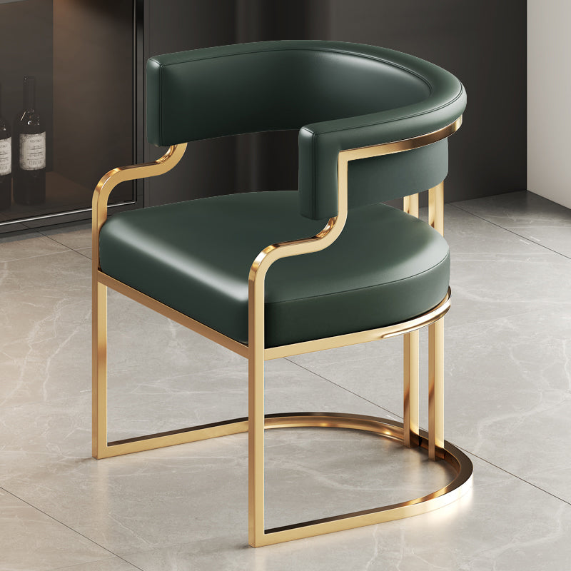 Faux Leather Dining Chairs Glam Style Open Back Armless Chair for Dining Room Blackish Green 1 Piece Clearhalo 'Dining Chairs' 'Dining Tables & Seating' 'dining_chair' 'furn' 'furn_dining_chair' 'Furniture' 'Kitchen & Dining Furniture' 7193543