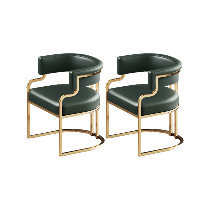 Faux Leather Dining Chairs Glam Style Open Back Armless Chair for Dining Room Blackish Green 2 Piece Set Clearhalo 'Dining Chairs' 'Dining Tables & Seating' 'dining_chair' 'furn' 'furn_dining_chair' 'Furniture' 'Kitchen & Dining Furniture' 7193544