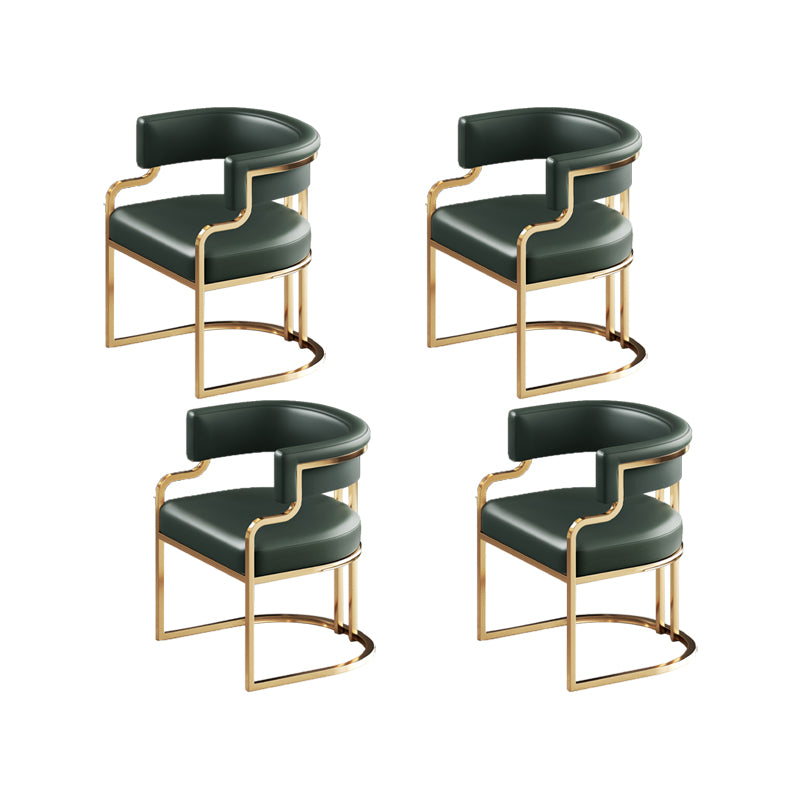 Faux Leather Dining Chairs Glam Style Open Back Armless Chair for Dining Room Blackish Green 4 Piece Set Clearhalo 'Dining Chairs' 'Dining Tables & Seating' 'dining_chair' 'furn' 'furn_dining_chair' 'Furniture' 'Kitchen & Dining Furniture' 7193545