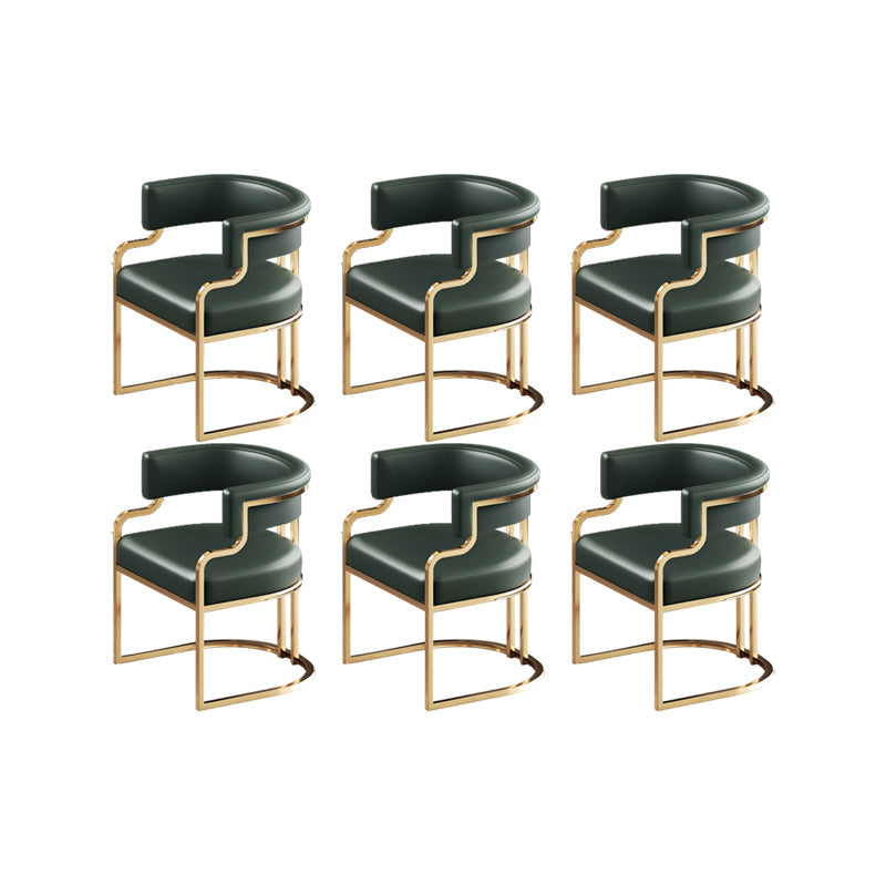 Faux Leather Dining Chairs Glam Style Open Back Armless Chair for Dining Room Blackish Green 6 Piece Set Clearhalo 'Dining Chairs' 'Dining Tables & Seating' 'dining_chair' 'furn' 'furn_dining_chair' 'Furniture' 'Kitchen & Dining Furniture' 7193546
