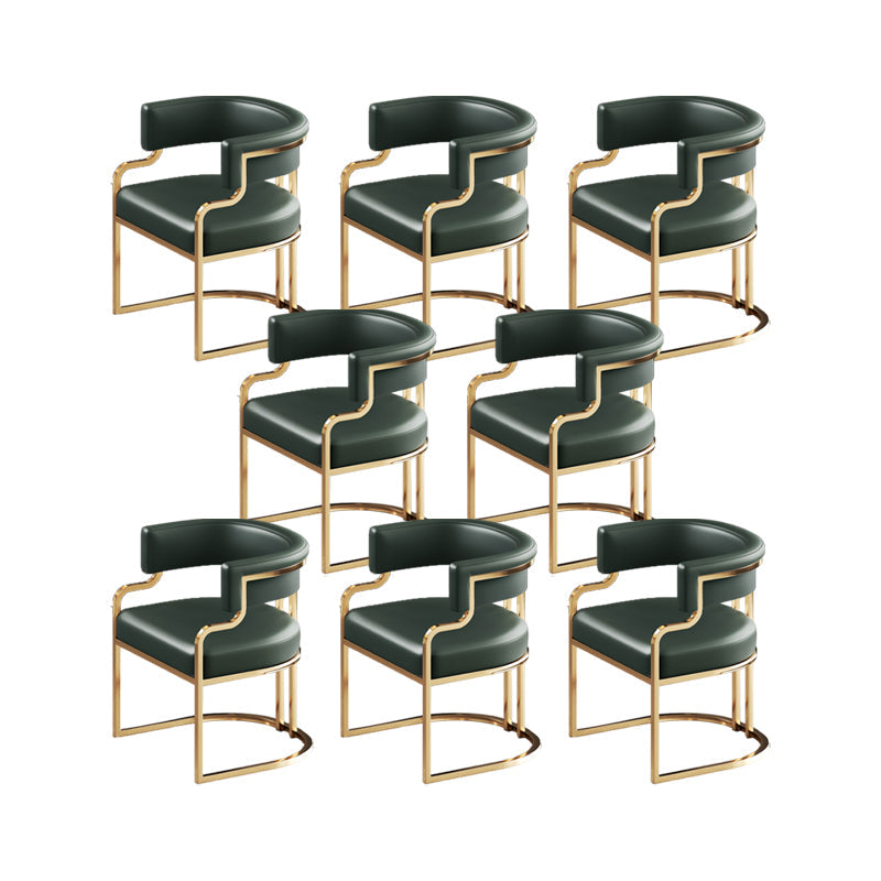 Faux Leather Dining Chairs Glam Style Open Back Armless Chair for Dining Room Blackish Green 8 Piece Set Clearhalo 'Dining Chairs' 'Dining Tables & Seating' 'dining_chair' 'furn' 'furn_dining_chair' 'Furniture' 'Kitchen & Dining Furniture' 7193547