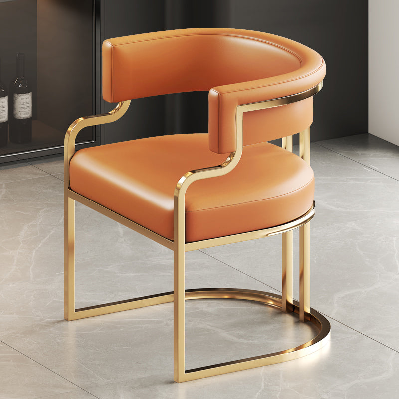 Faux Leather Dining Chairs Glam Style Open Back Armless Chair for Dining Room Orange 1 Piece Clearhalo 'Dining Chairs' 'Dining Tables & Seating' 'dining_chair' 'furn' 'furn_dining_chair' 'Furniture' 'Kitchen & Dining Furniture' 7193548