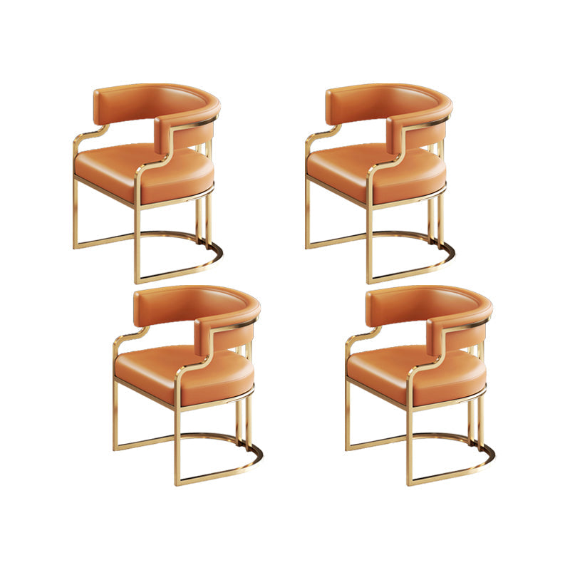 Faux Leather Dining Chairs Glam Style Open Back Armless Chair for Dining Room Orange 4 Piece Set Clearhalo 'Dining Chairs' 'Dining Tables & Seating' 'dining_chair' 'furn' 'furn_dining_chair' 'Furniture' 'Kitchen & Dining Furniture' 7193550