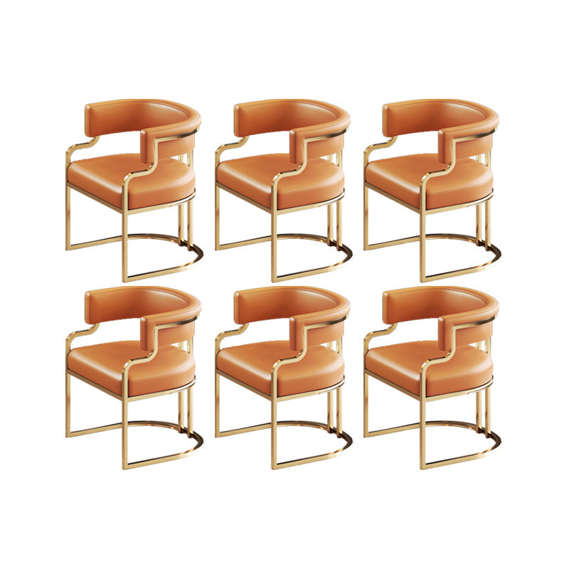 Faux Leather Dining Chairs Glam Style Open Back Armless Chair for Dining Room Orange 6 Piece Set Clearhalo 'Dining Chairs' 'Dining Tables & Seating' 'dining_chair' 'furn' 'furn_dining_chair' 'Furniture' 'Kitchen & Dining Furniture' 7193551