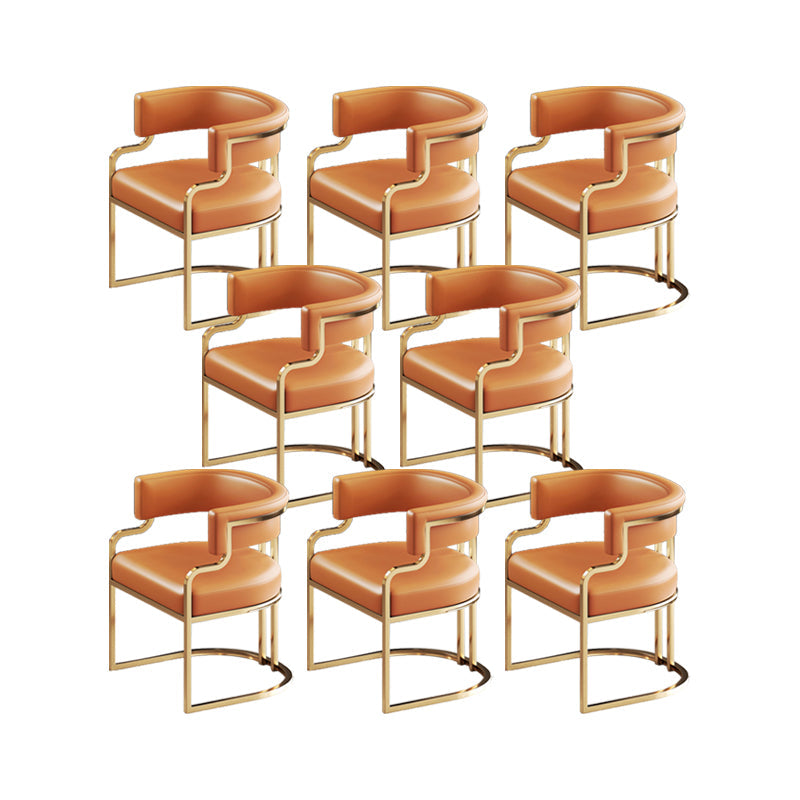 Faux Leather Dining Chairs Glam Style Open Back Armless Chair for Dining Room Orange 8 Piece Set Clearhalo 'Dining Chairs' 'Dining Tables & Seating' 'dining_chair' 'furn' 'furn_dining_chair' 'Furniture' 'Kitchen & Dining Furniture' 7193552