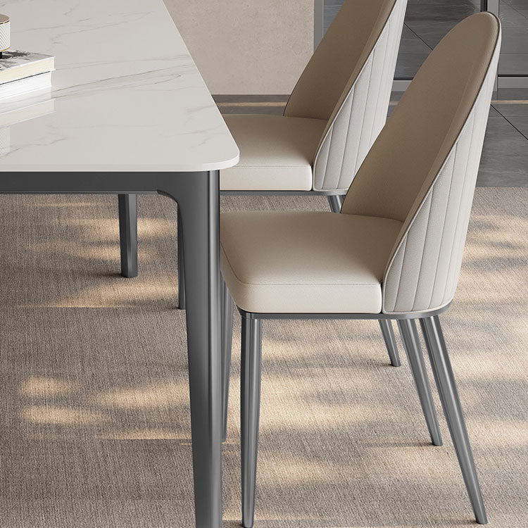 Glam -eetkamer zijstoel metalen benen Parsons Dining Armloze stoel