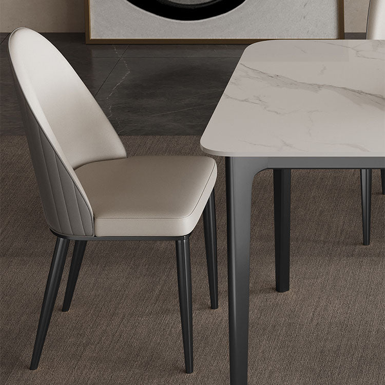 Glam -eetkamer zijstoel metalen benen Parsons Dining Armloze stoel