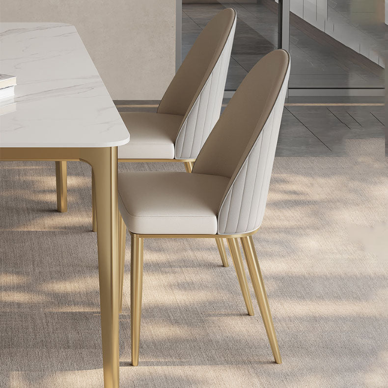 Glam -eetkamer zijstoel metalen benen Parsons Dining Armloze stoel