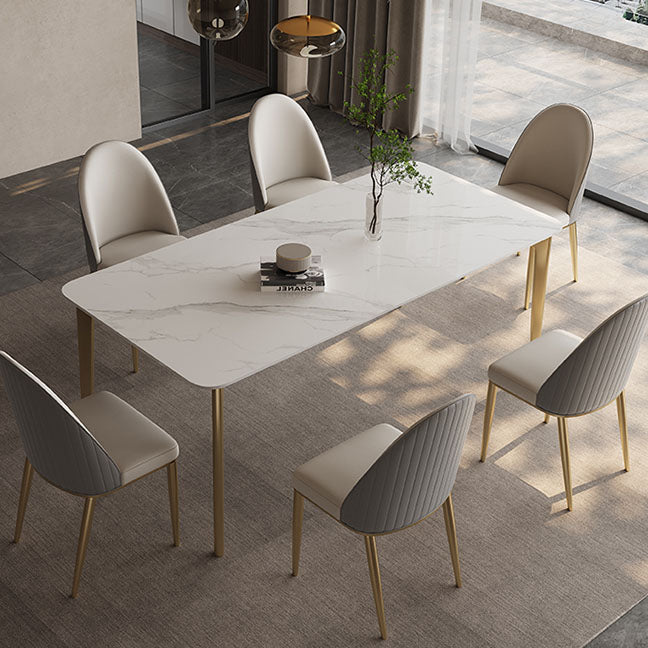 Glam -eetkamer zijstoel metalen benen Parsons Dining Armloze stoel