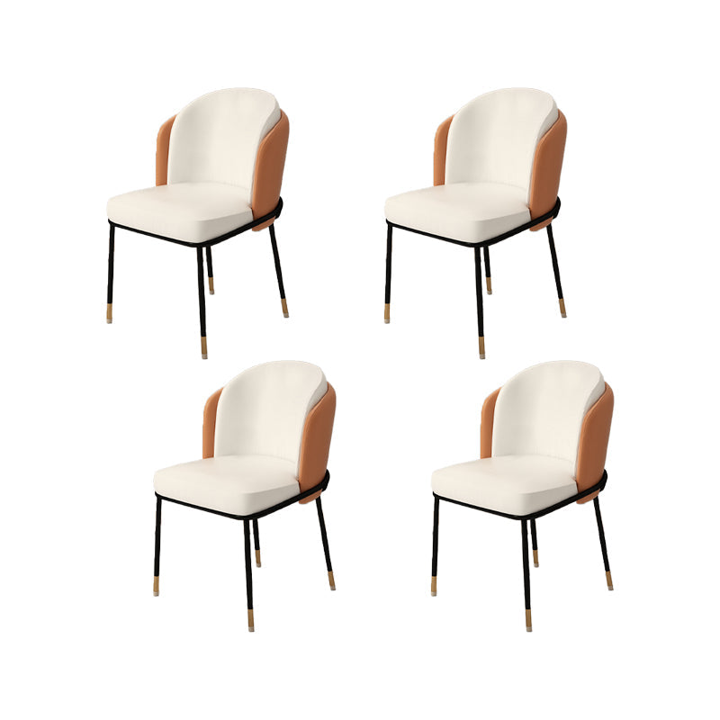 Upholstered Side Chair Modern Style Open Back Armless Chair for Dining Room White 4 Piece Set Clearhalo 'Dining Chairs' 'Dining Tables & Seating' 'dining_chair' 'furn' 'furn_dining_chair' 'Furniture' 'Kitchen & Dining Furniture' 7193610
