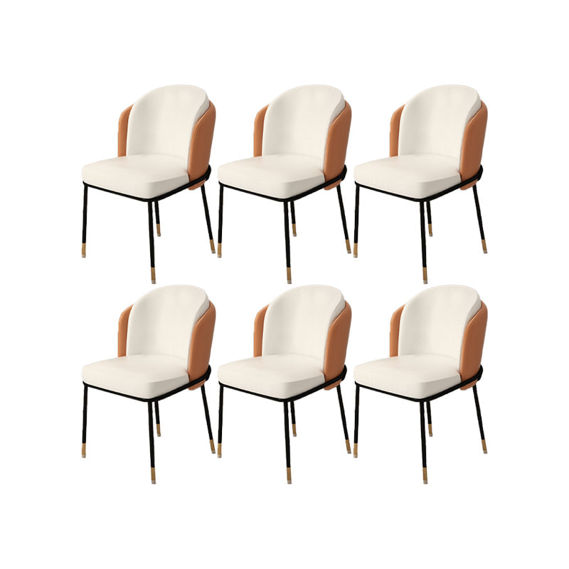 Upholstered Side Chair Modern Style Open Back Armless Chair for Dining Room White 6 Piece Set Clearhalo 'Dining Chairs' 'Dining Tables & Seating' 'dining_chair' 'furn' 'furn_dining_chair' 'Furniture' 'Kitchen & Dining Furniture' 7193612