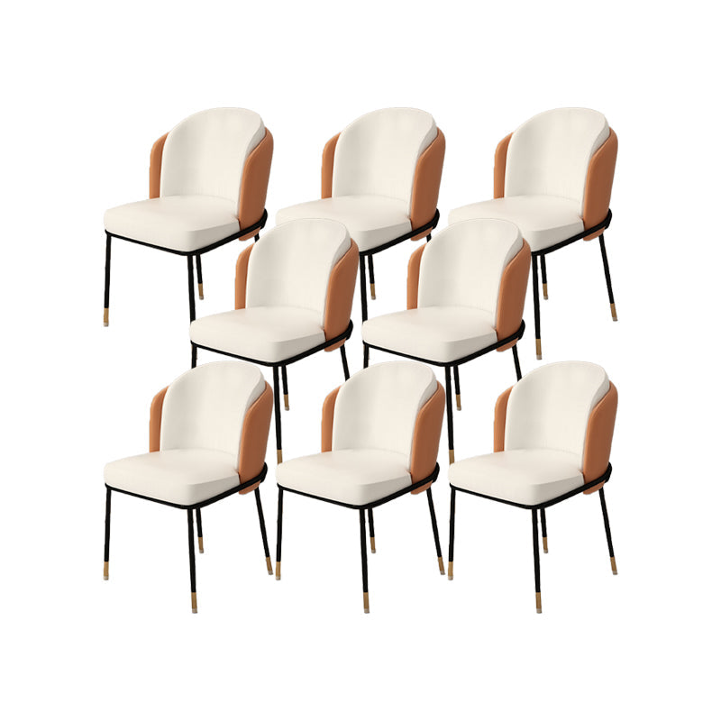 Upholstered Side Chair Modern Style Open Back Armless Chair for Dining Room White 8 Piece Set Clearhalo 'Dining Chairs' 'Dining Tables & Seating' 'dining_chair' 'furn' 'furn_dining_chair' 'Furniture' 'Kitchen & Dining Furniture' 7193614