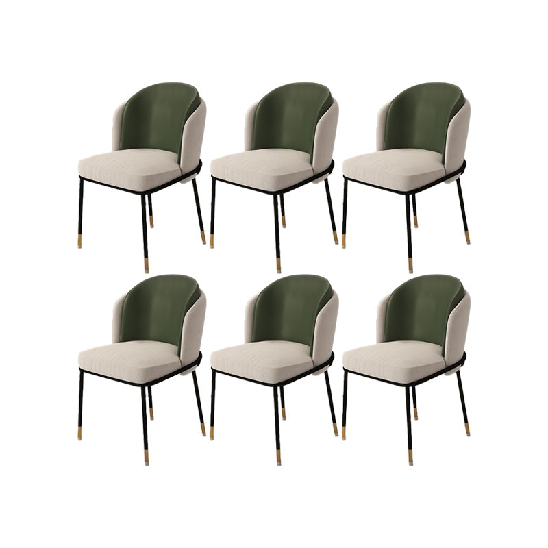 Upholstered Side Chair Modern Style Open Back Armless Chair for Dining Room Green 6 Piece Set Clearhalo 'Dining Chairs' 'Dining Tables & Seating' 'dining_chair' 'furn' 'furn_dining_chair' 'Furniture' 'Kitchen & Dining Furniture' 7193621