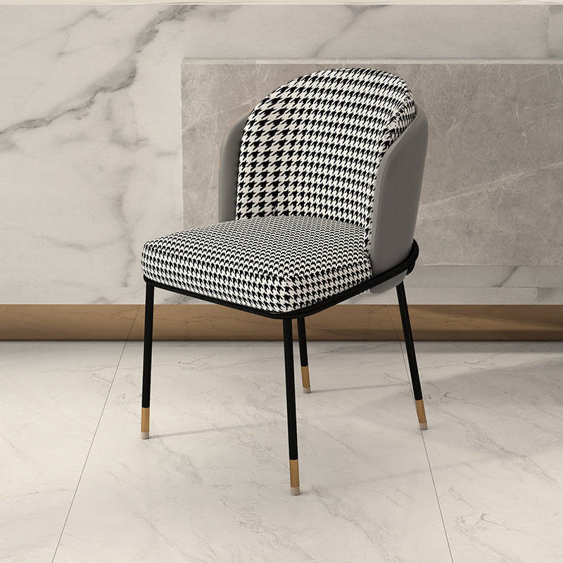 Upholstered Side Chair Modern Style Open Back Armless Chair for Dining Room Gray Houndstooth 1 Piece Clearhalo 'Dining Chairs' 'Dining Tables & Seating' 'dining_chair' 'furn' 'furn_dining_chair' 'Furniture' 'Kitchen & Dining Furniture' 7193624