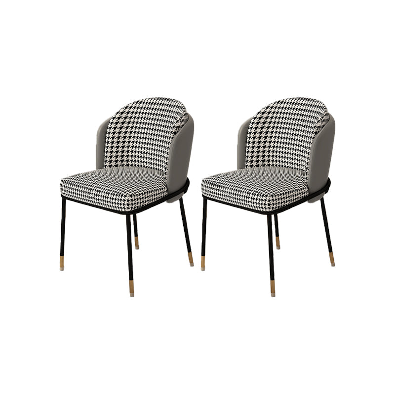Upholstered Side Chair Modern Style Open Back Armless Chair for Dining Room Gray Houndstooth 2 Piece Set Clearhalo 'Dining Chairs' 'Dining Tables & Seating' 'dining_chair' 'furn' 'furn_dining_chair' 'Furniture' 'Kitchen & Dining Furniture' 7193625