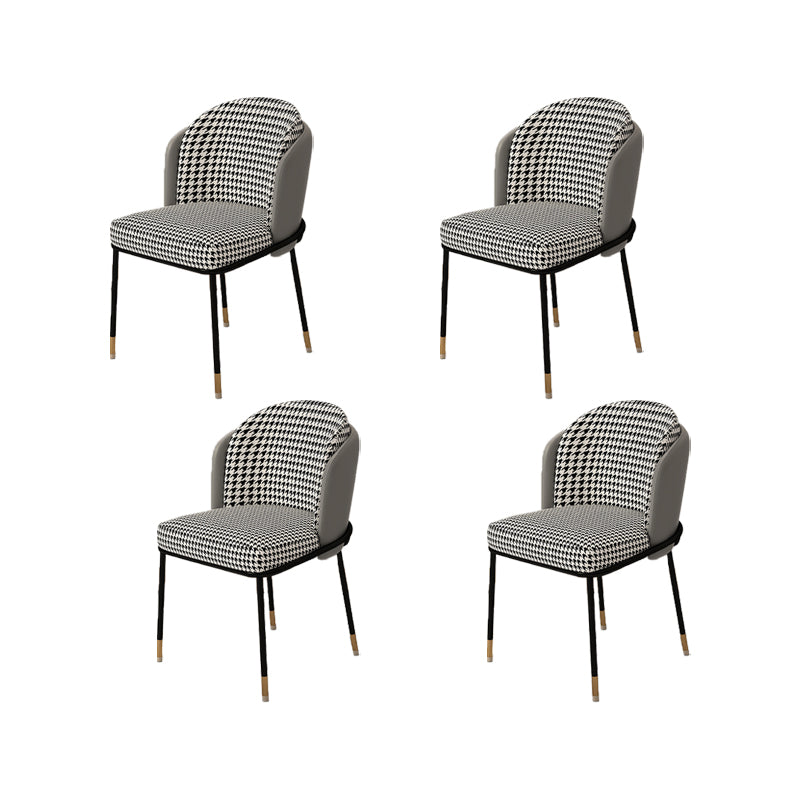 Upholstered Side Chair Modern Style Open Back Armless Chair for Dining Room Gray Houndstooth 4 Piece Set Clearhalo 'Dining Chairs' 'Dining Tables & Seating' 'dining_chair' 'furn' 'furn_dining_chair' 'Furniture' 'Kitchen & Dining Furniture' 7193626